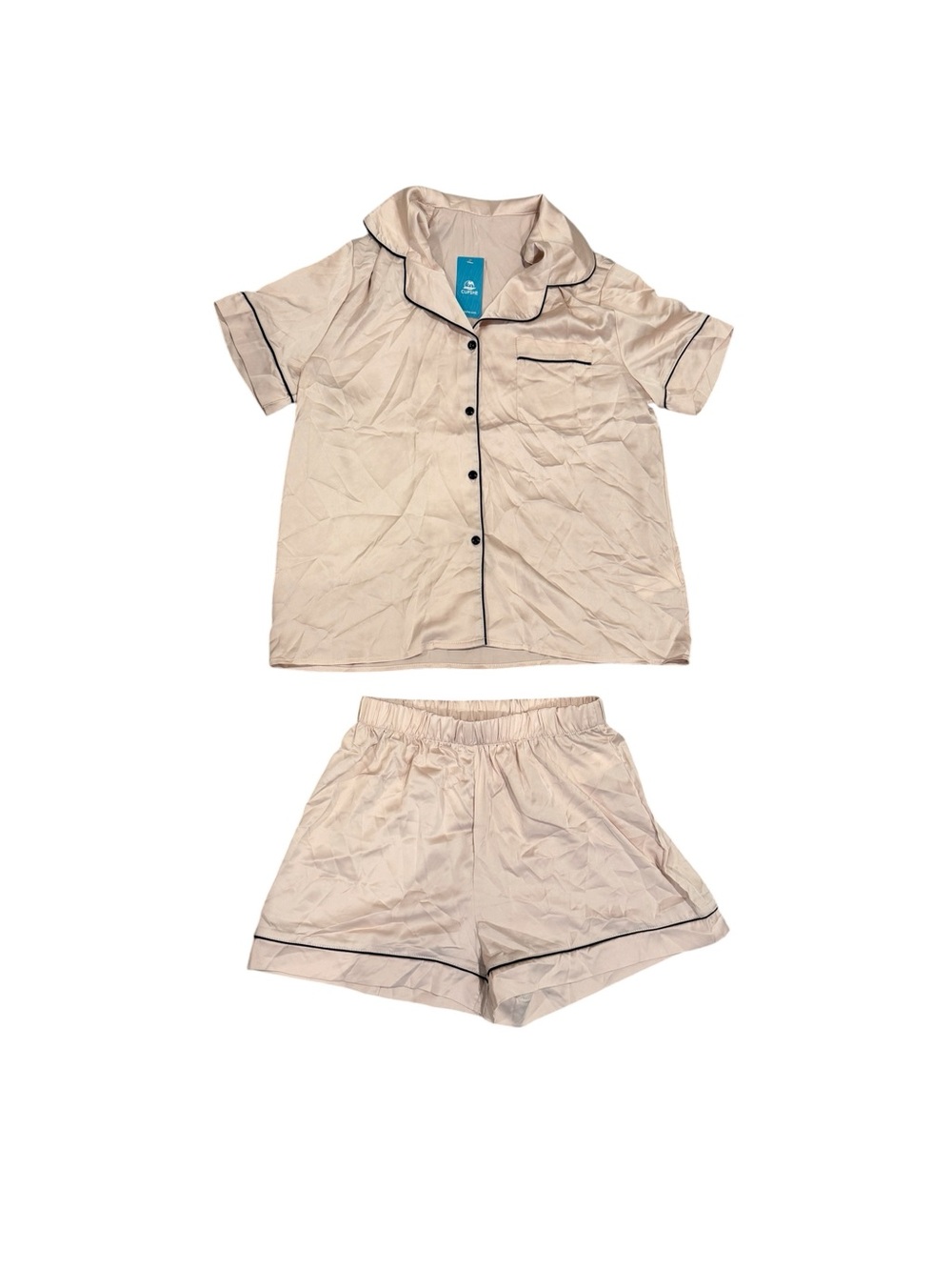 Cupshe Champagne Satin-Like Pajama Top and Shorts Set